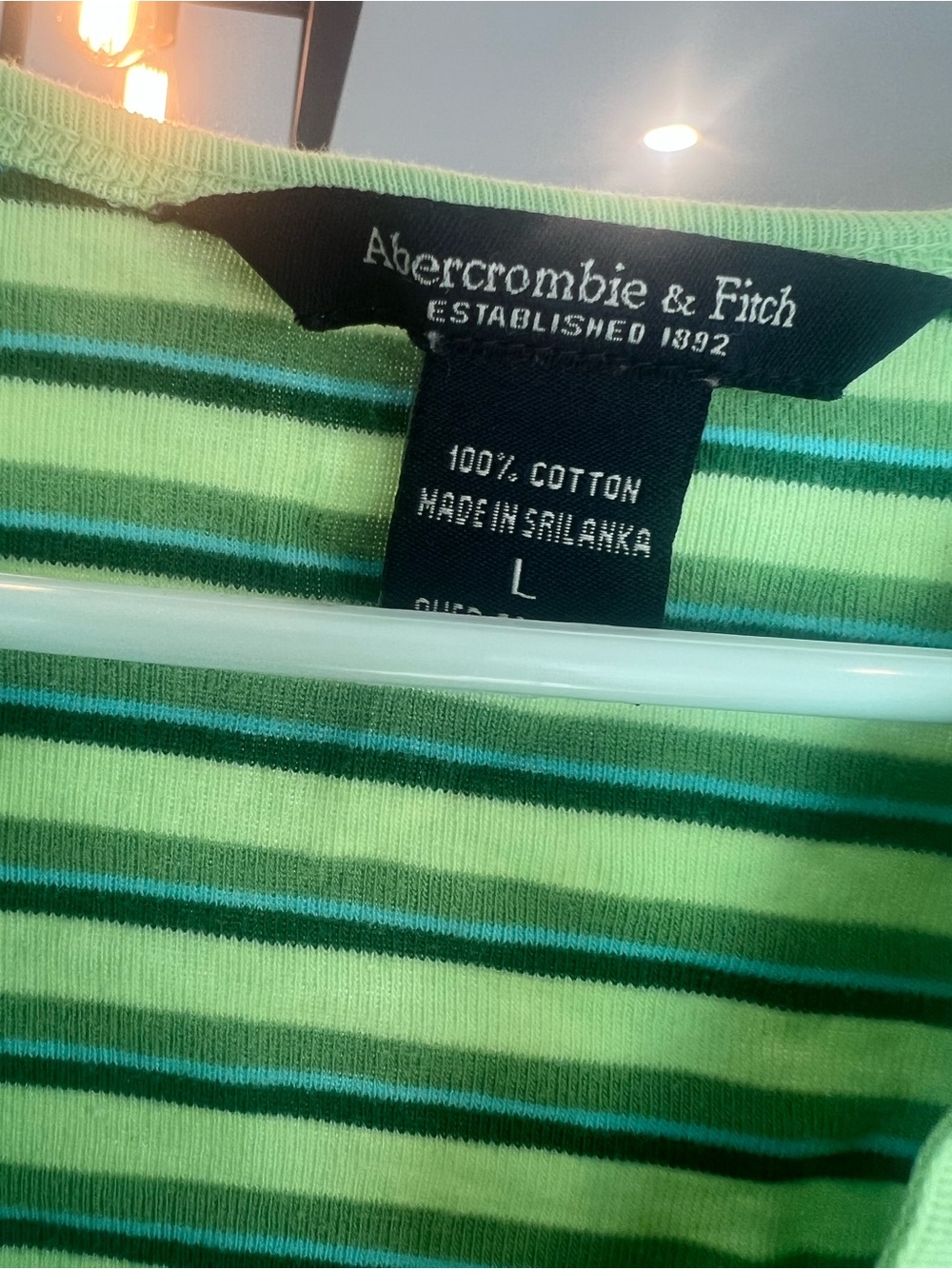 Abercrombie & Fitch Light Green Striped Henley - Picture 4 of 6